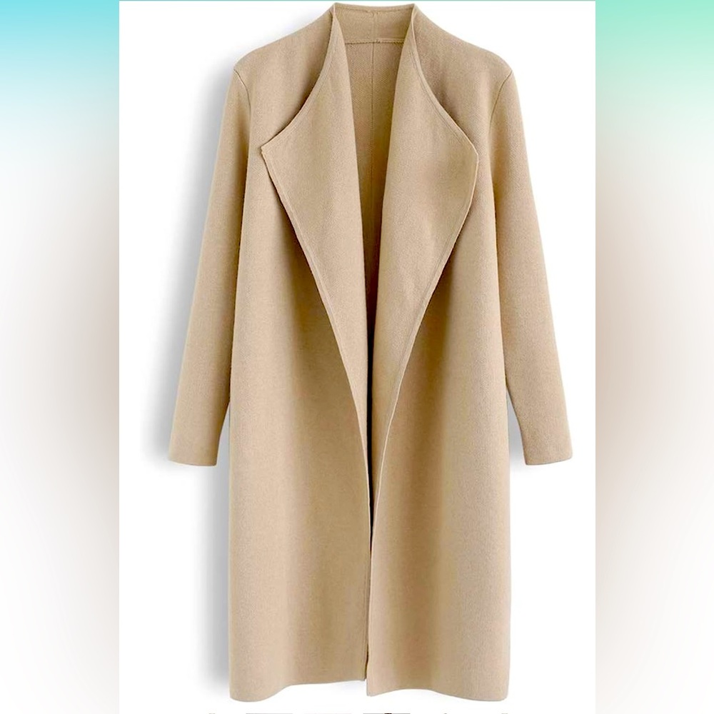 Light Tan Open Front Cardigan Coat